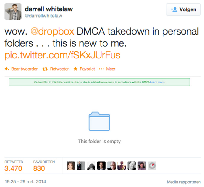 Dropbox DMCA Take Down Darrell Whitelaw